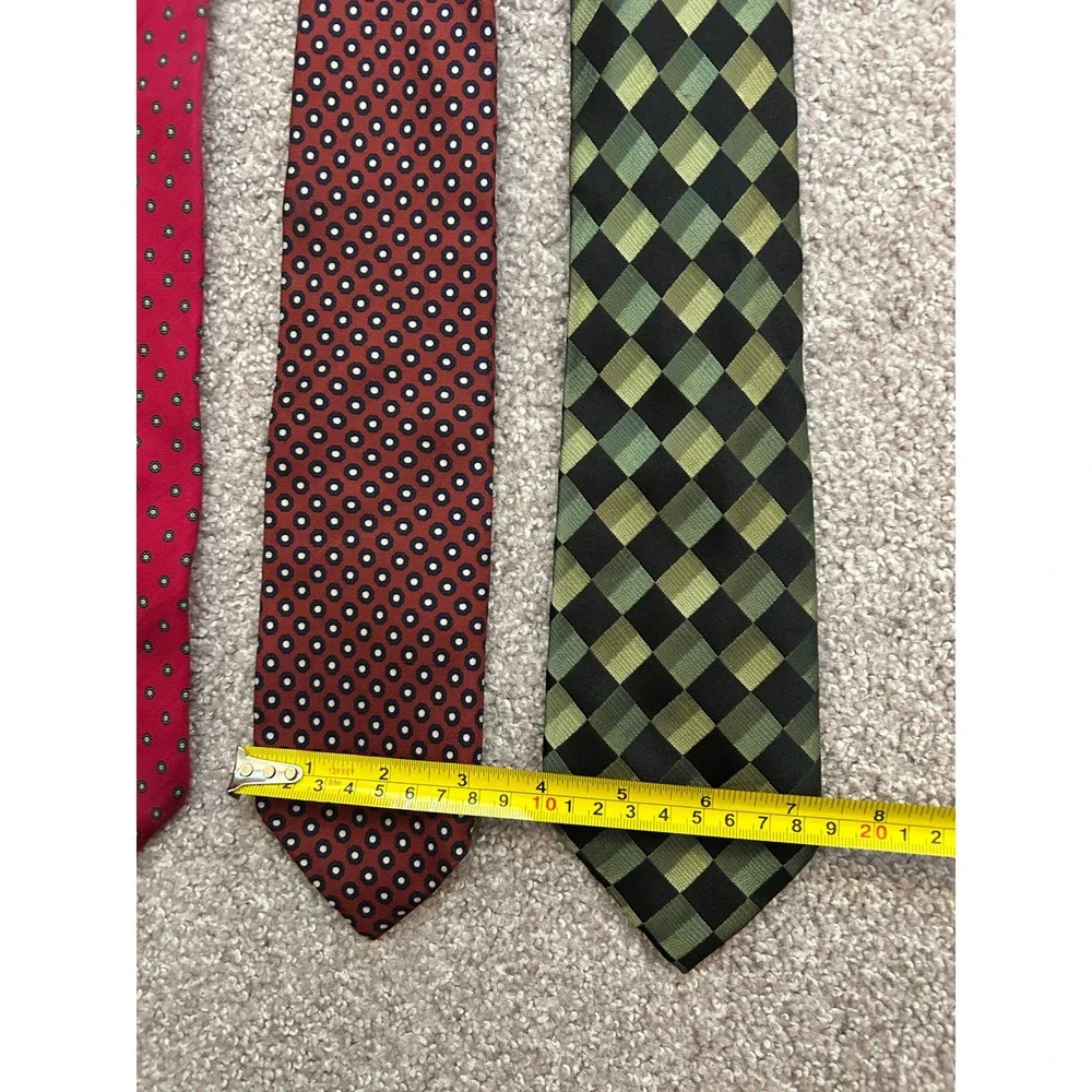 Business Professional Silk Necktie Bundle Mens OS Red Green Geometric Tie Set 3